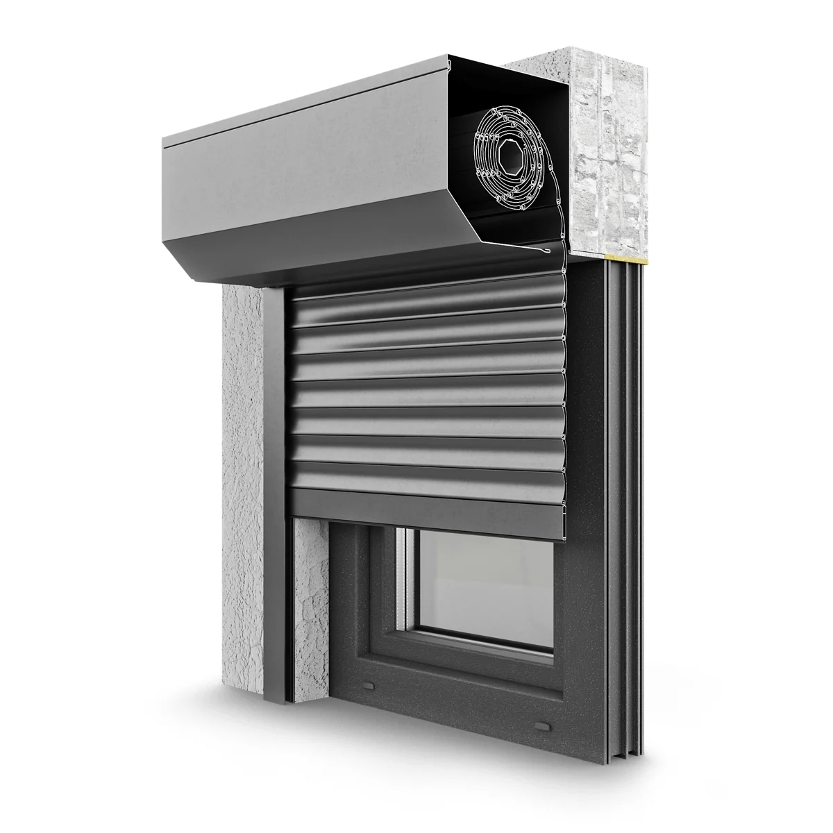 Voorzetrolluiken — voorbeeld van de inbouw